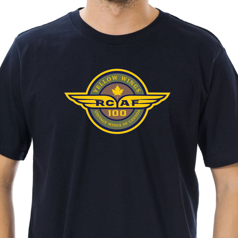 RCAF 100 Yellow Wings T-Shirt - Navy Blue