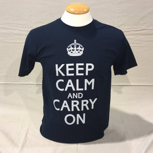 'Keep Calm and Carry On' T-Shirt - Blue